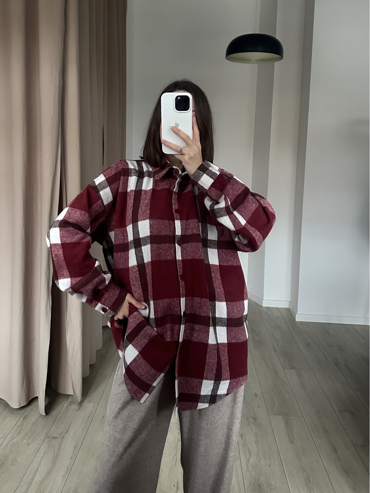 Рубашка в клетку COZY (бордовая)