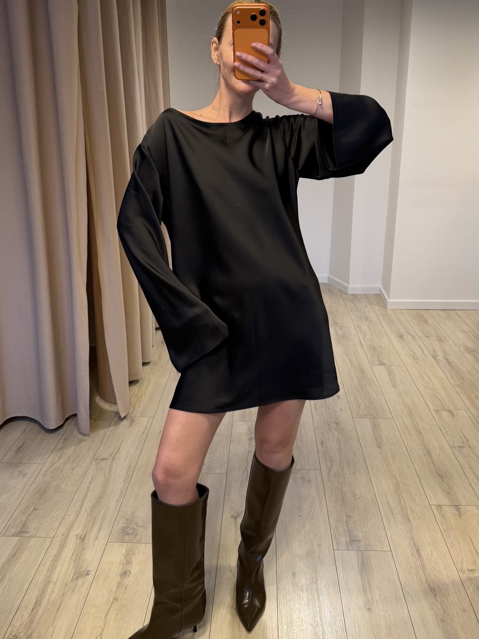 Платье BACK MINI шелк (черный)