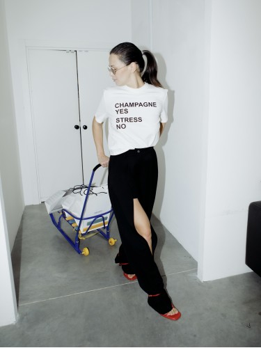 Брюки с разрезом (черные)