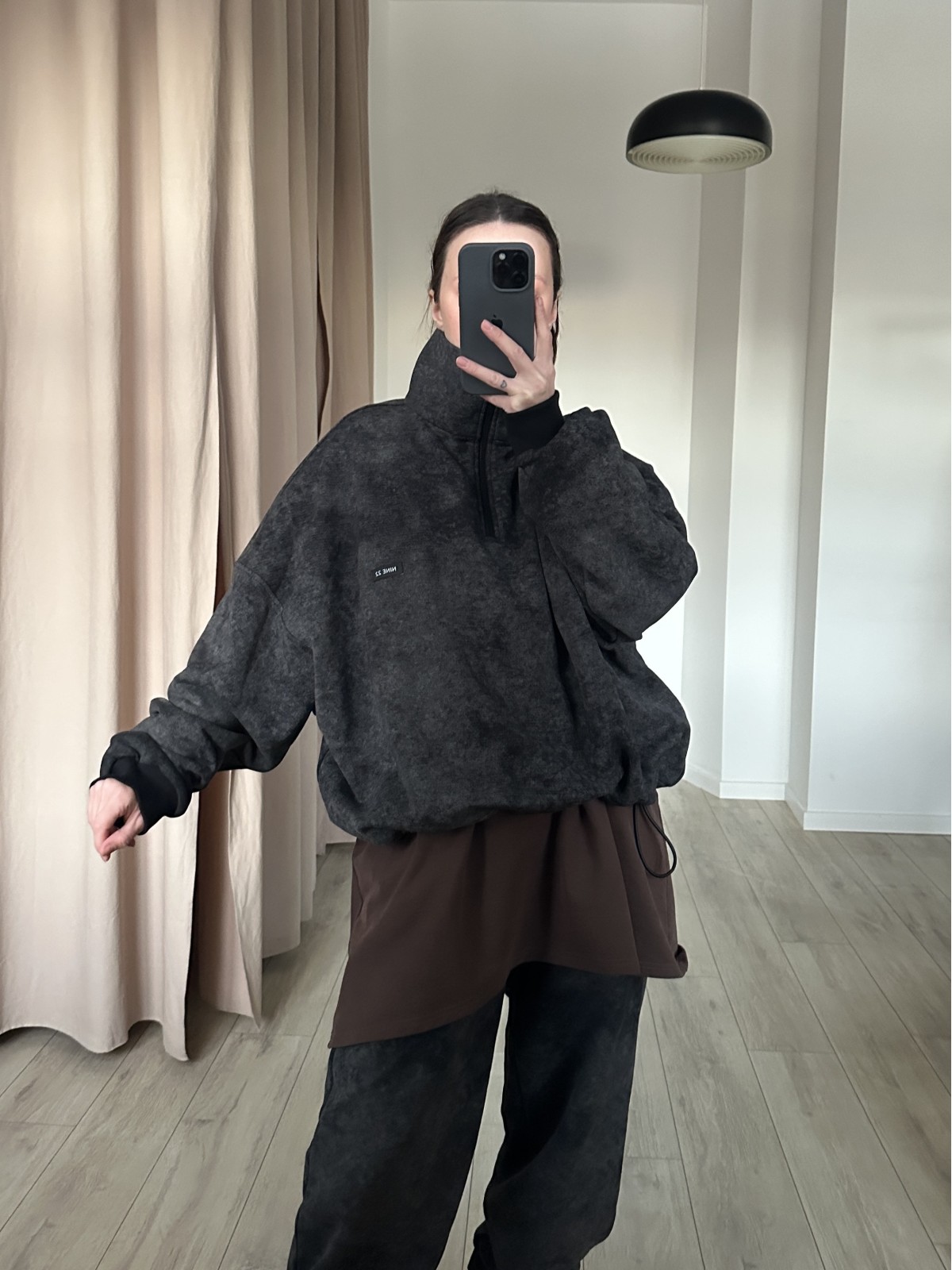 Свитшот с горлом (темный меланж)