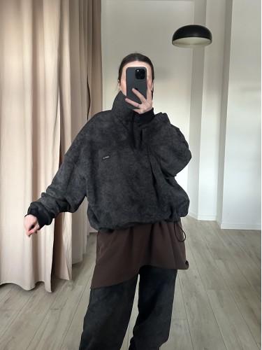 Свитшот с горлом (темный меланж)