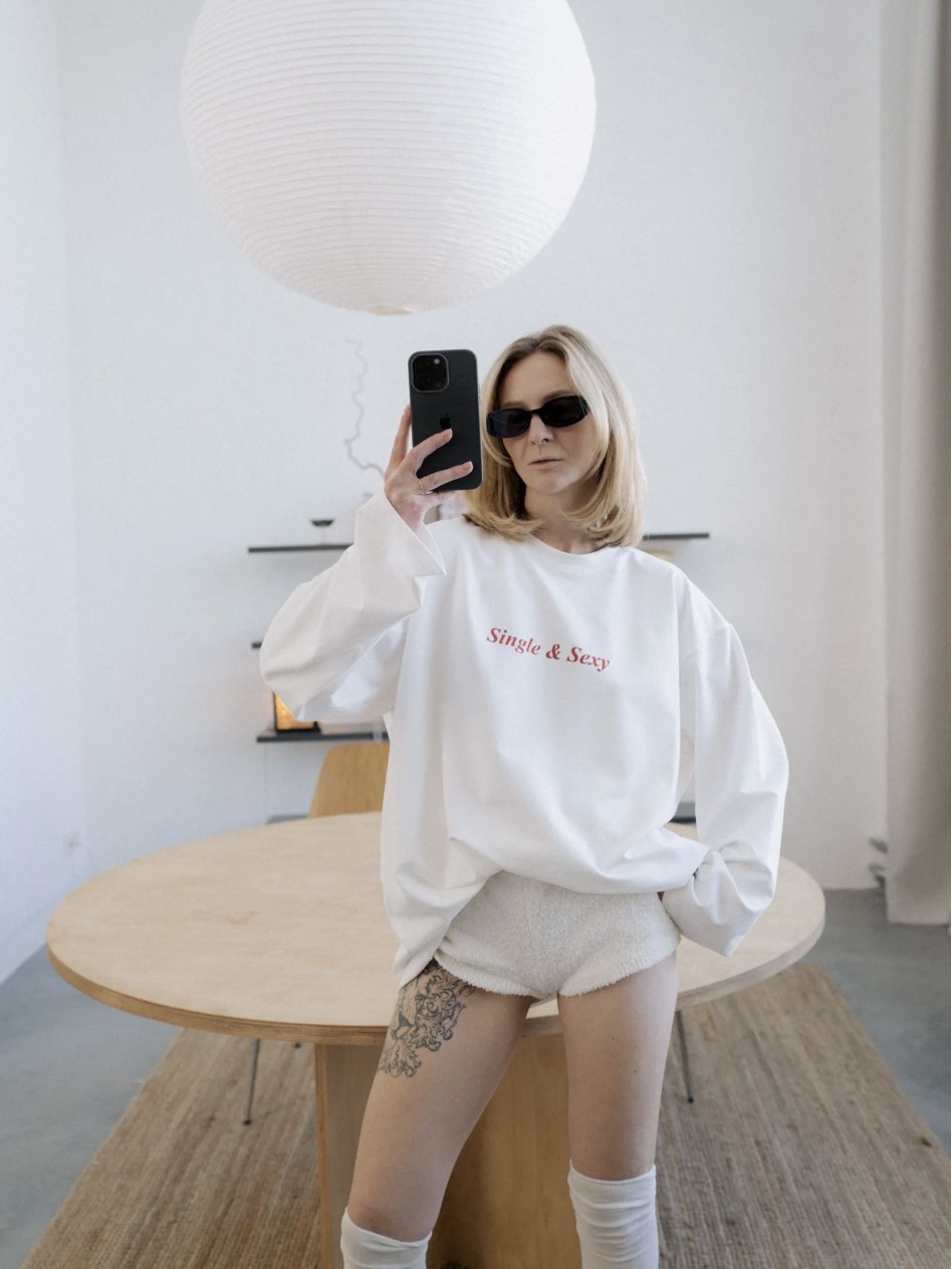 Лонгслив SINGLE&SEXY (красный принт)