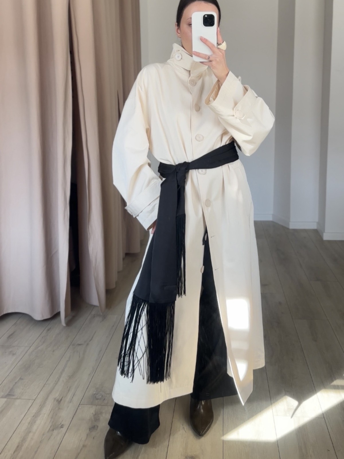 Шарф с бахромой (черный)